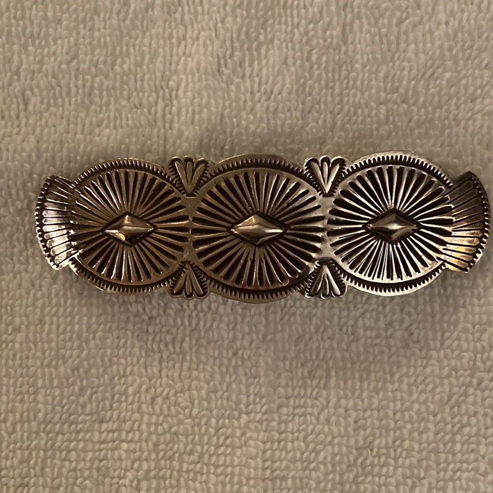 Sterling Silver Navajo concho design hair barrette